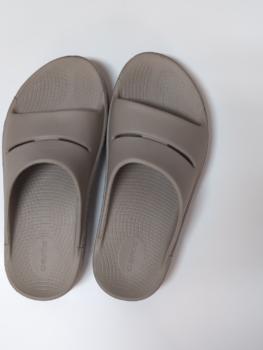 OOFOS Taupe Slide Sandals
